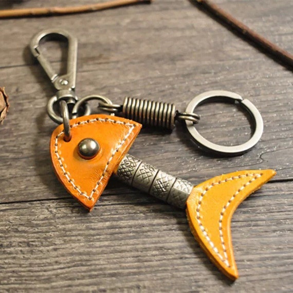 Vintage Leather Keychain Etsy