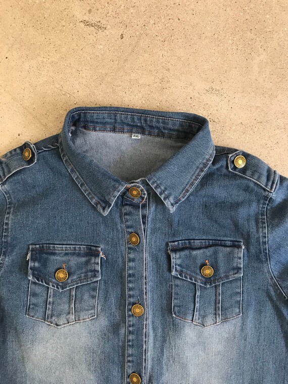 Vintage Denim Dress Shirt - image 2