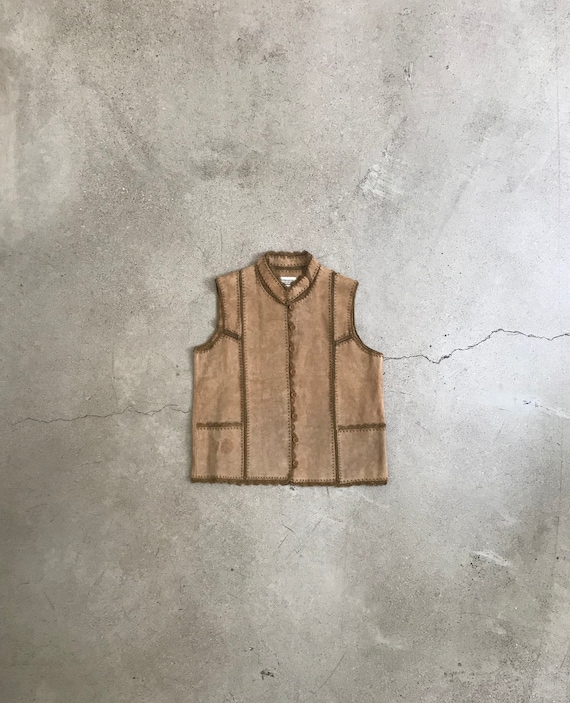 Vintage Leather Patch Stiched Vest