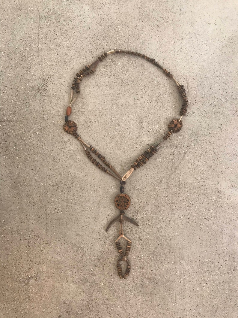 Vintage sold Native Wooden Beaded Necklace