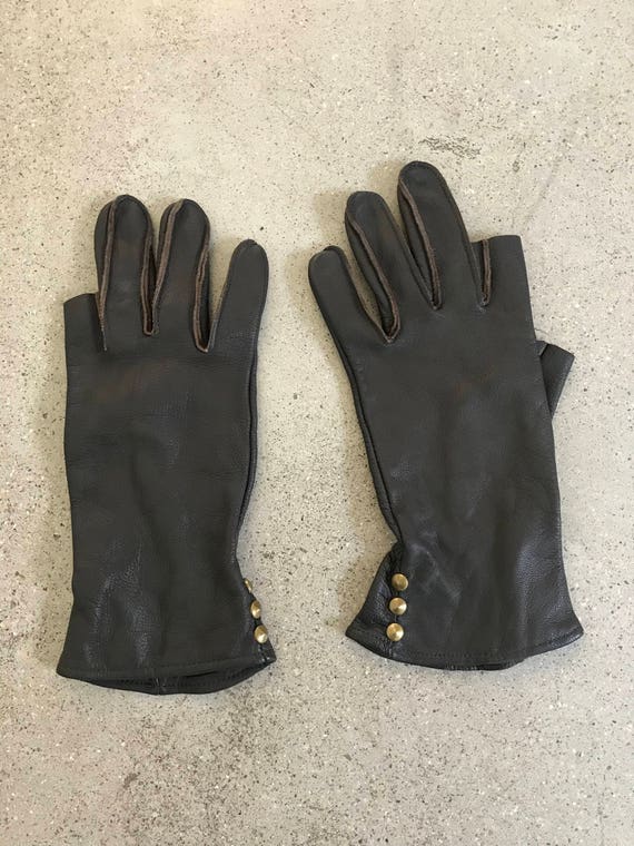 Vintage Spiked Leather Gloves - image 3