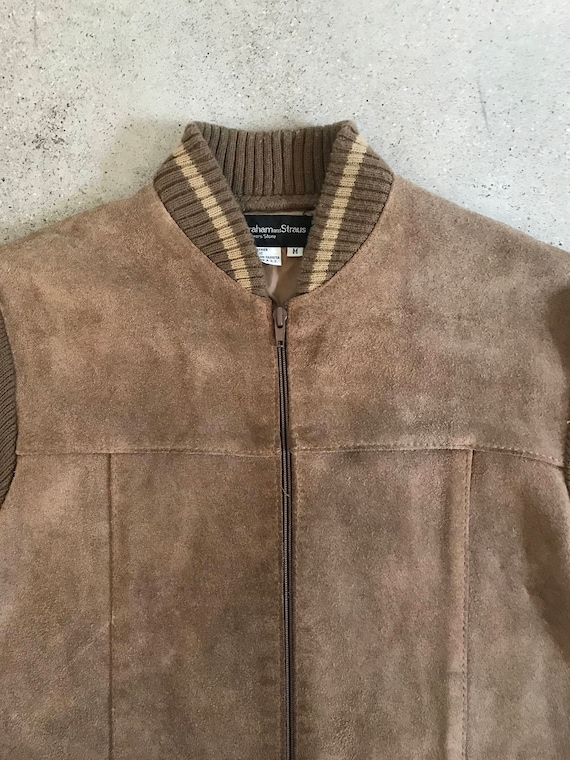 Vintage Knit And Leather Zip Front Jacket