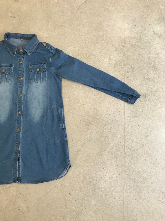 Vintage Denim Dress Shirt - image 4