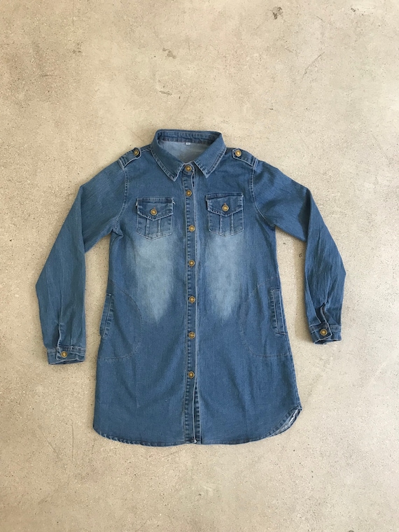 Vintage Denim Dress Shirt - image 1