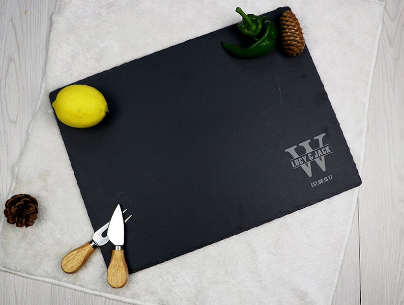 personalized slate cheese board,Mr./&Mrs.,personalized serving platter,The Name of Love Engraved Slate Cheese Board,CH204