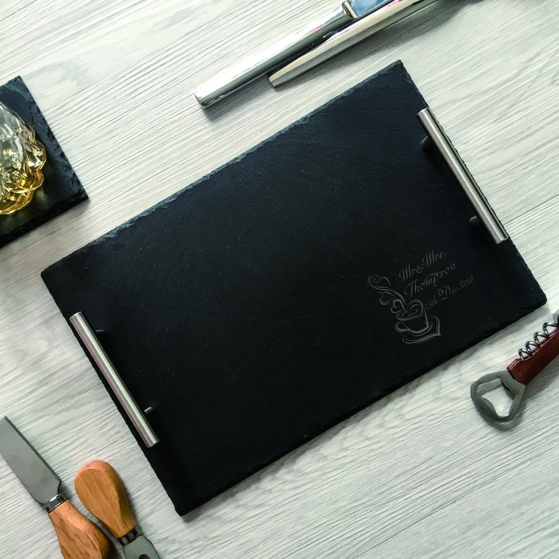 Custom Slate Cutting Board With Handle Personalized Cheese Etsy