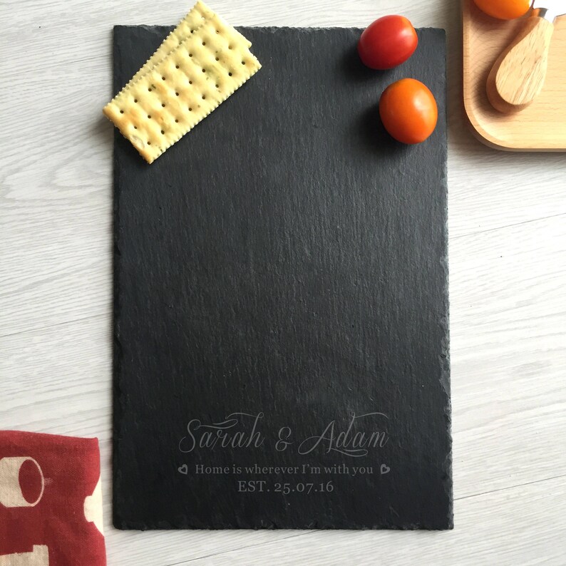 Laser Engraved Slate Cheese Board With Handle Slate Cheese Etsy