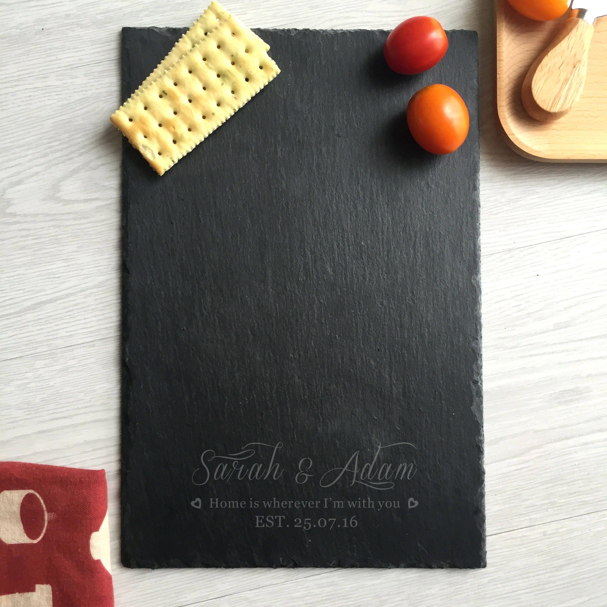 Laser engraved slate cheese board with handle slate cheese Etsy