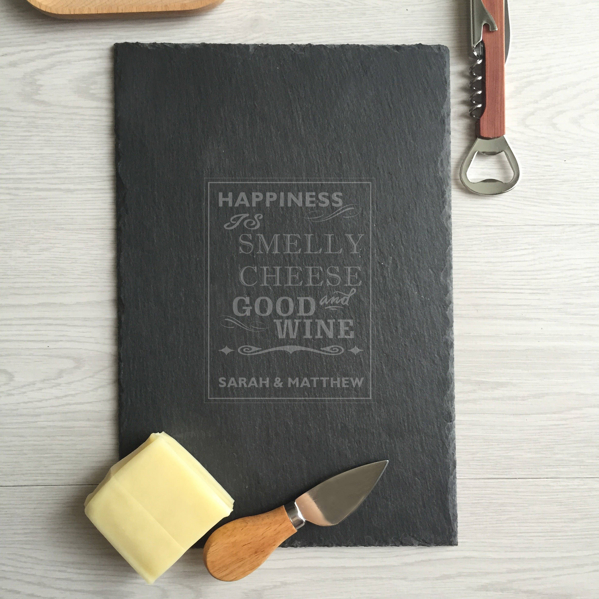 Wine Sayings Engraved Cheese Board Custom Slate Cheese Board