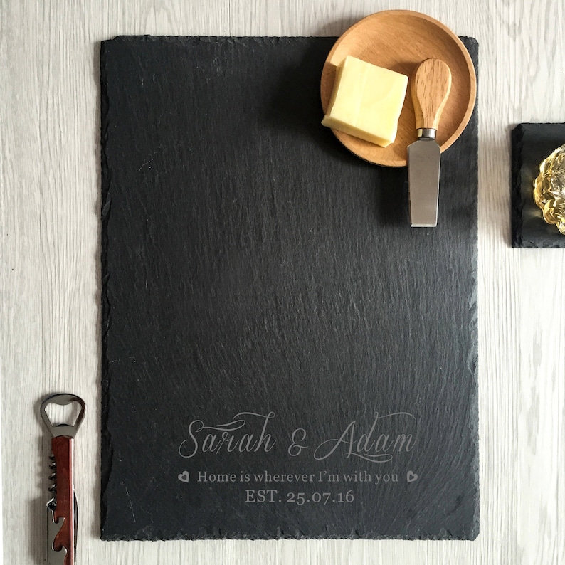 Laser Engraved Slate Cheese Board With Handle Slate Cheese Etsy