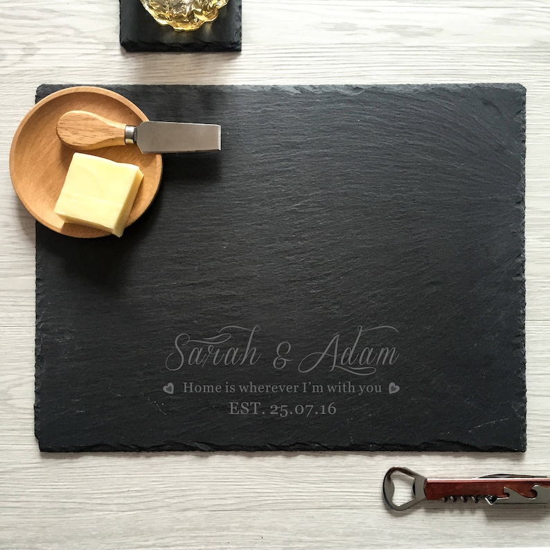 Engraved Cheese Board Custom Serving Tray Slate Cheese Board Etsy