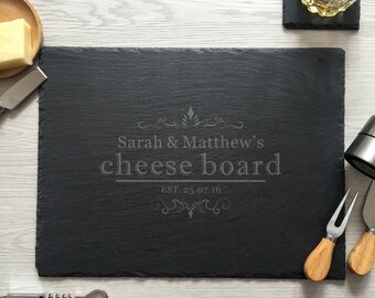 engraved personalized cheese board custom cutting board slate tray wedding anniversary Christmas housewarming gift ideas gifts  CH011