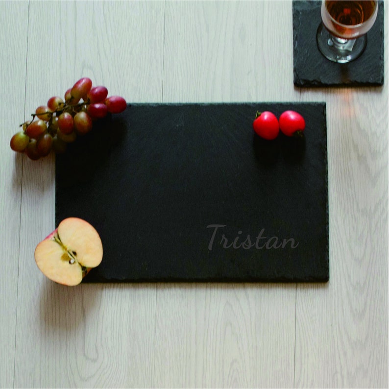 Personalized Slate Cheese Board With Handle Laser Engraved Serving Tray ...