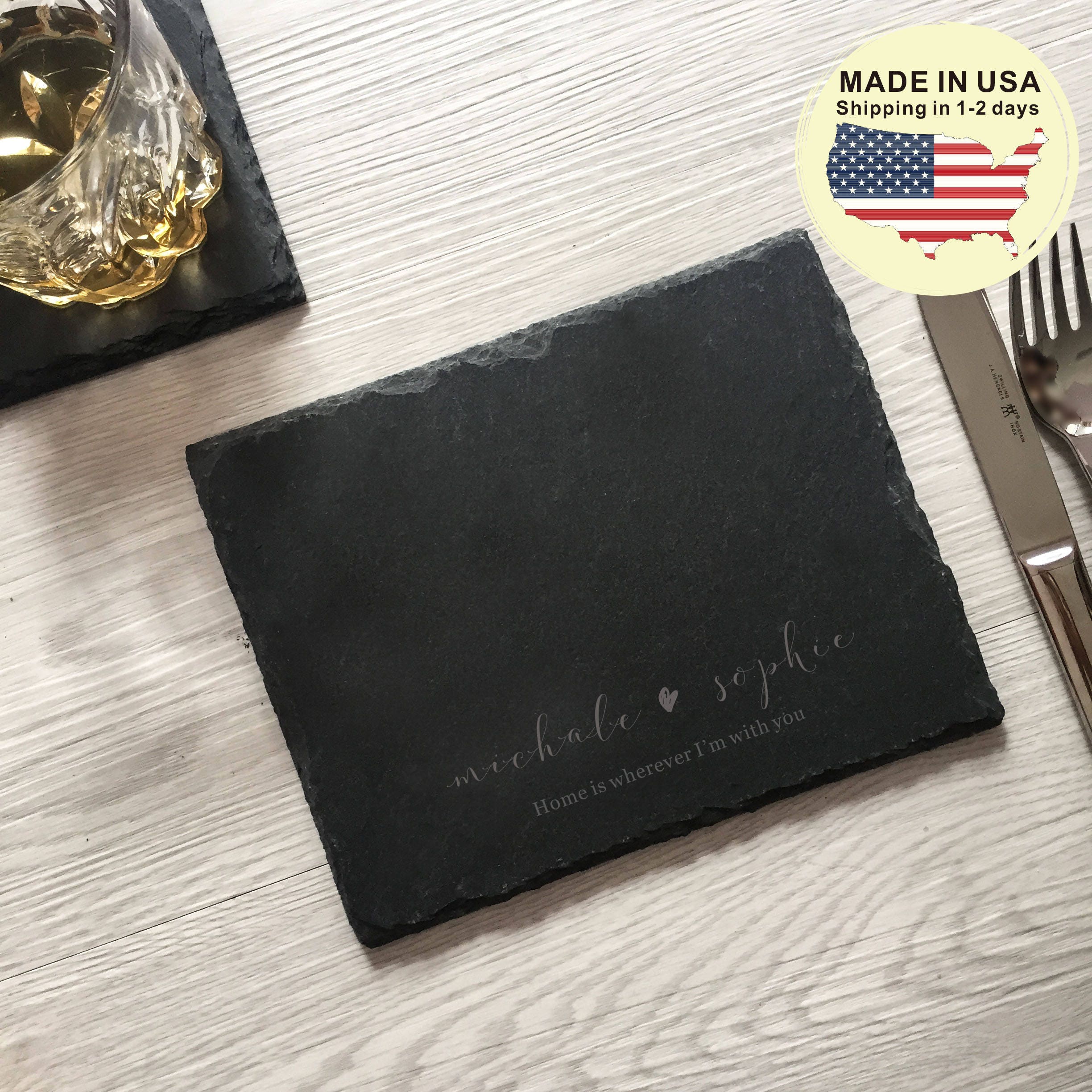 Love Engraved Personalized Slate Cheese Board Custom Cutting Etsy