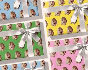 Personalized Photo Wrapping Paper | Custom Face Gift Wrap | Funny Photo Gift Wrap | Birthday & Holiday Wrapping Paper