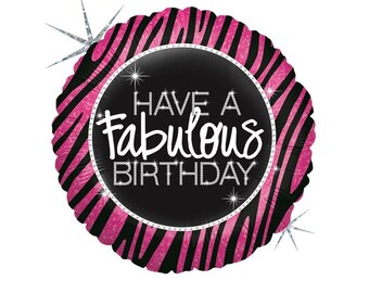 36" Fabulous Zebra Lining Round Shaped HOLOGRAPHIC Birthday Mylar Foil Balloon Gigantic Jumbo Big Size