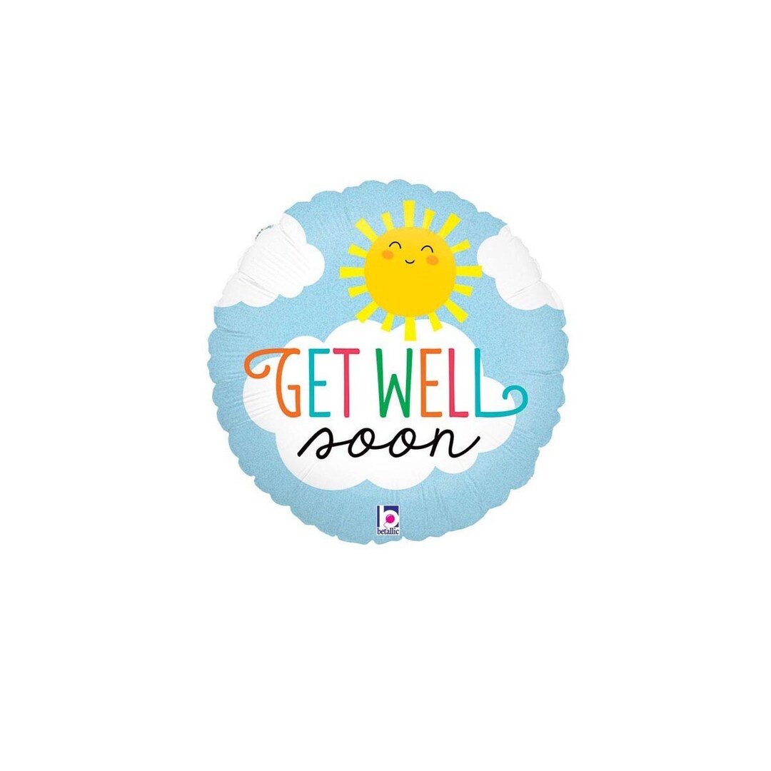 18 Get Well Soon Sunshine Mylar Foil Balloon Sunny Clouds Get Well Etsy