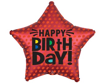 18" Happy Birthday Star Mylar Foil Balloon