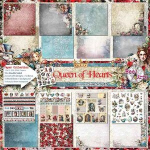 12"x12"-Queen of Hearts-Various Papers- Bee Arty