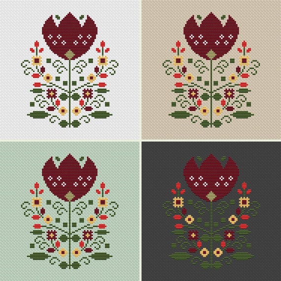 Modern cross stitch Punto de cruz Folk floral cross stitch pattern Flower mandala cross stitch pattern Instant download PDF #920