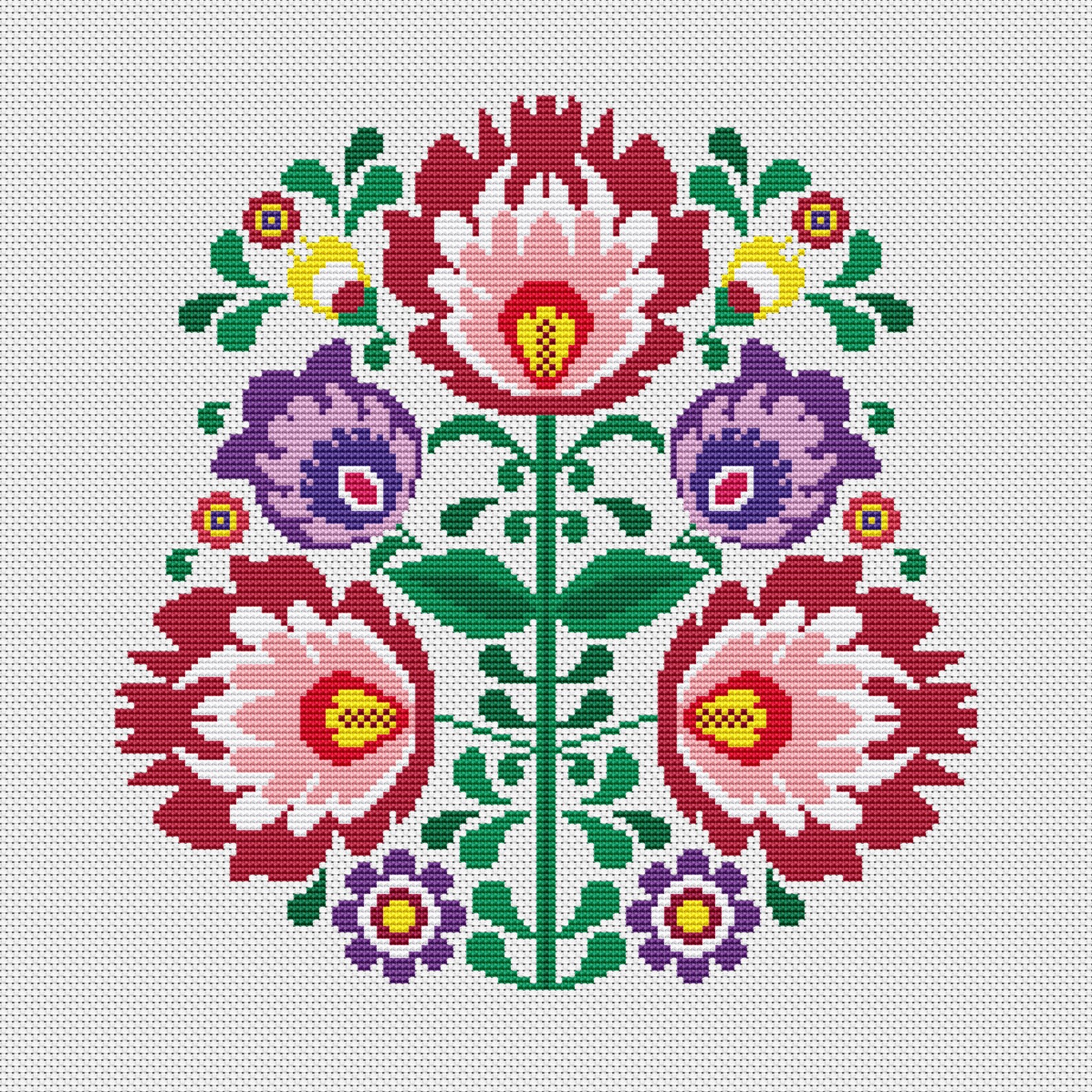 Polish wycinanki modern cross stitch pattern Folk ethnic Etsy