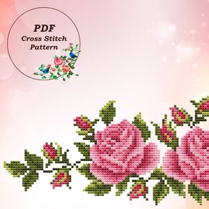 Monogram L modern cross stitch pattern PDF Floral personalized | Etsy