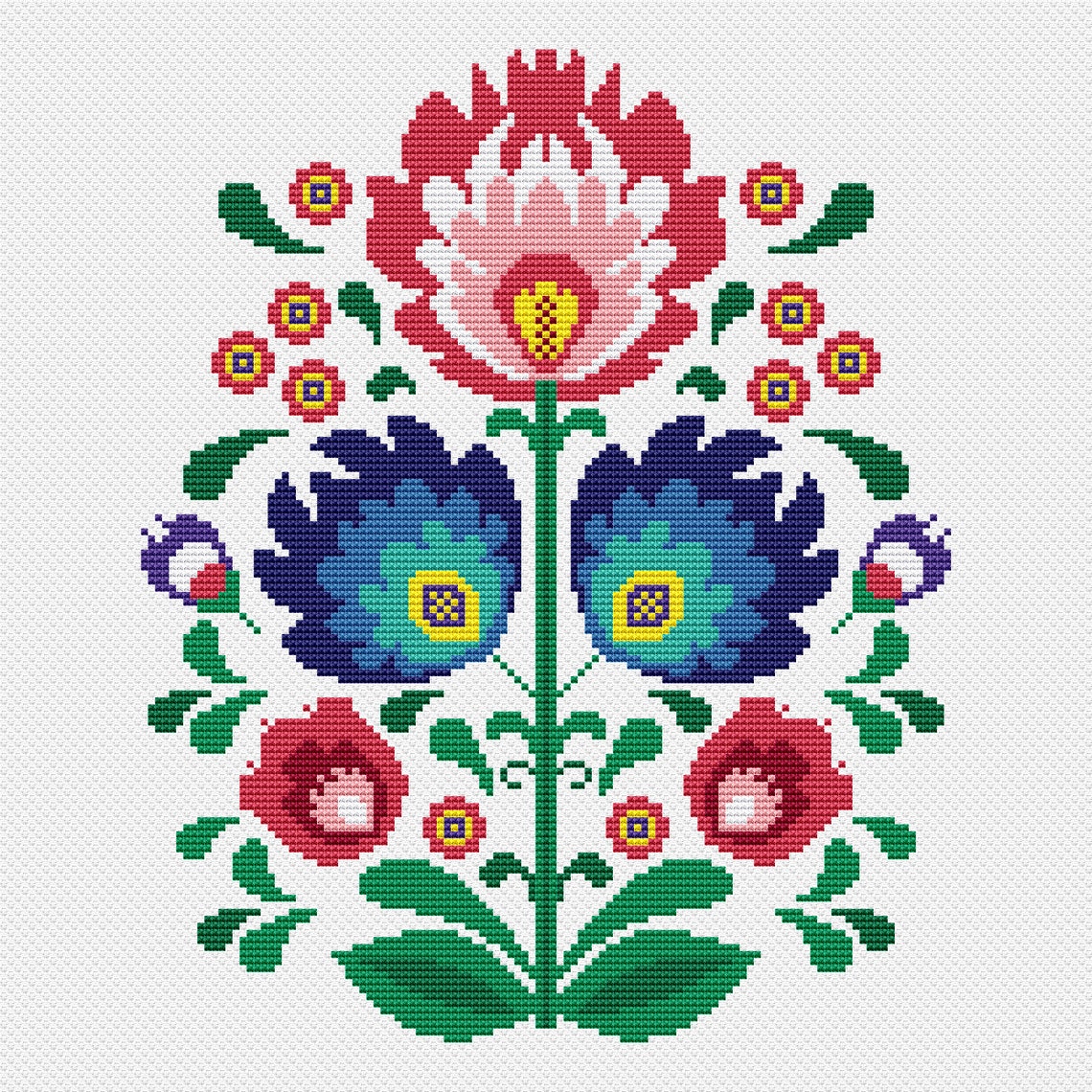 Polish Wycinanki Cross Stitch Pattern PDF Folk Floral Modern Etsy UK