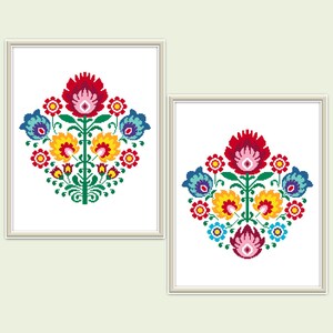 Modern cross stitch Punto de cruz Folk floral cross stitch pattern Flower mandala cross stitch pattern Instant download PDF #920
