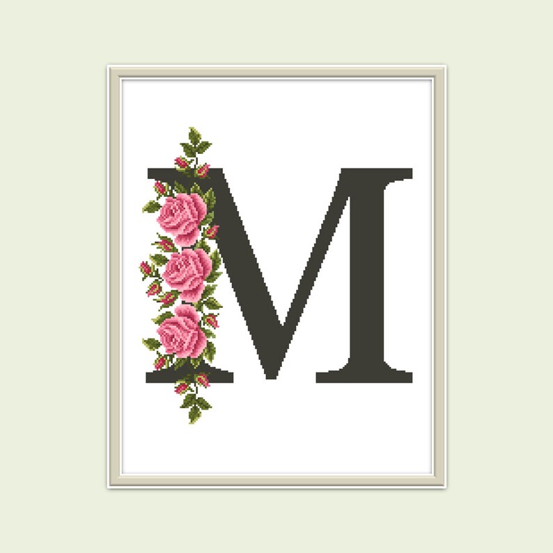 Capital letter M cross stitch pattern PDF Modern cross stitch Etsy