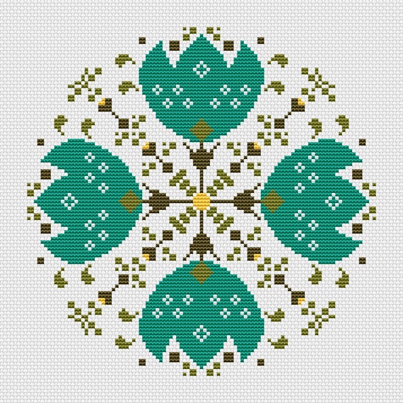 Mandala Modern Cross Stitch Pattern Folk Counted Cross Etsy