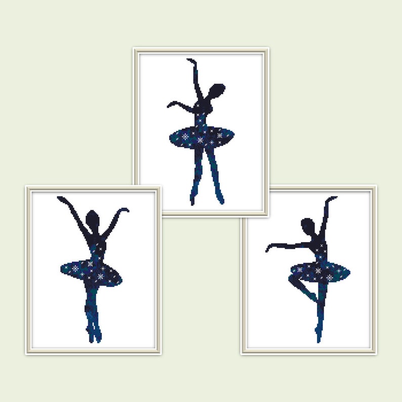 Set of 3 modern cross stitch patterns PDF Dancing ballerinas Etsy