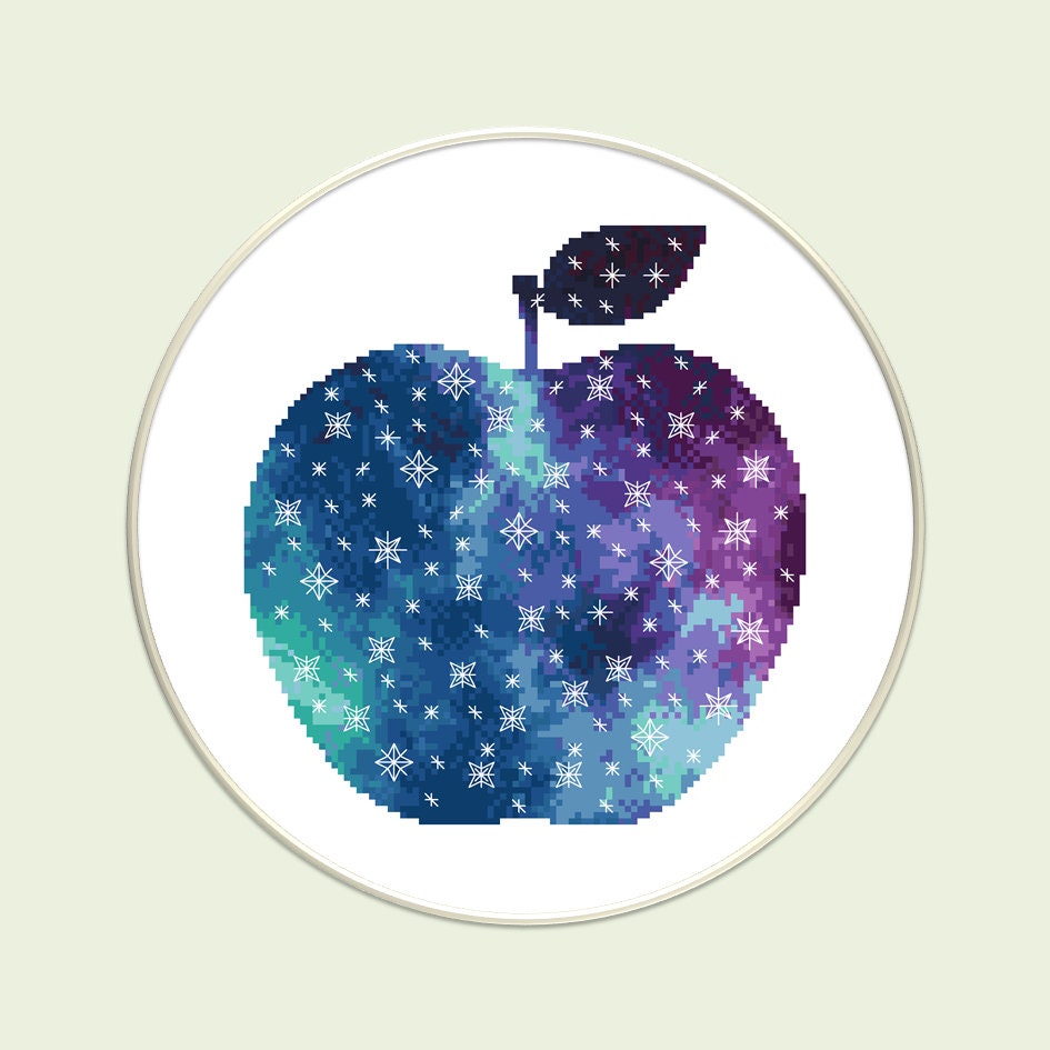 Galaxy Apple Cross Stitch Pattern Pdf Modern Cross Stitch Etsy