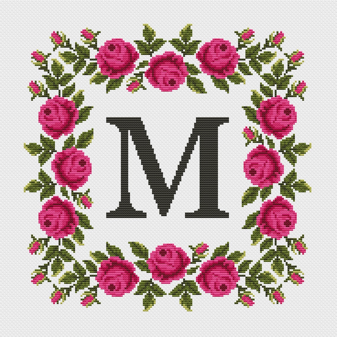 Letter M Cross Stitch Pattern Initial Modern Cross Stitch Etsy