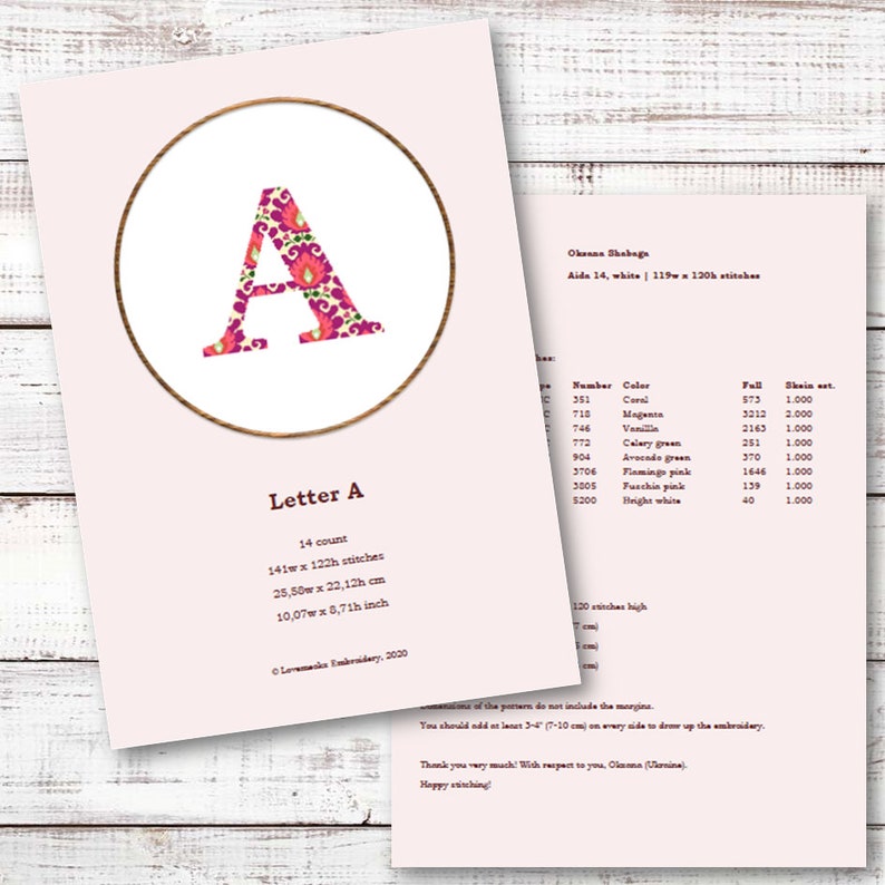 Folk Letter A cross stitch pattern PDF Modern monogram initial cross stitch Polish folk art Counted cross stitch chart Instant download #41