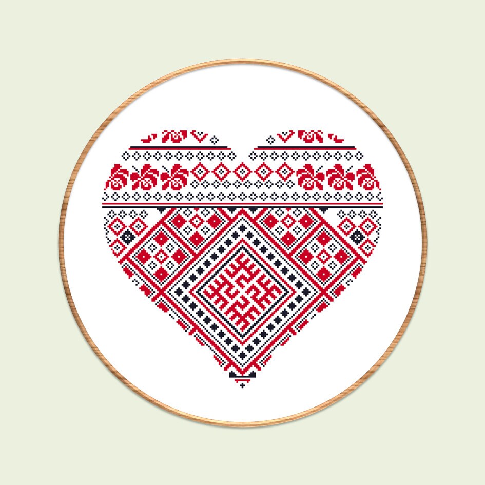 Scandinavian Heart Cross Stitch Pattern Pdf Modern Nordic Etsy