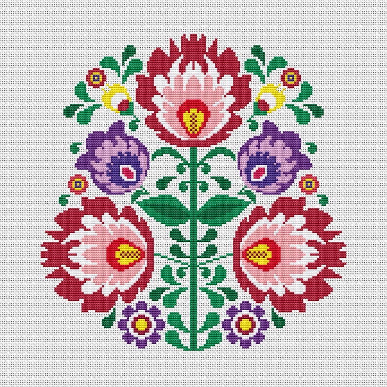 Polish Folk Art Modern Cross Stitch Patterns PDF Ethnic Flotal | Etsy