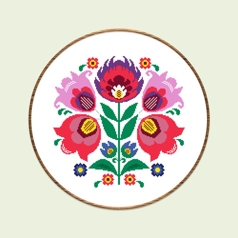 Polish Wycinanki Cross Stitch Pattern Folk Modern Cross Etsy