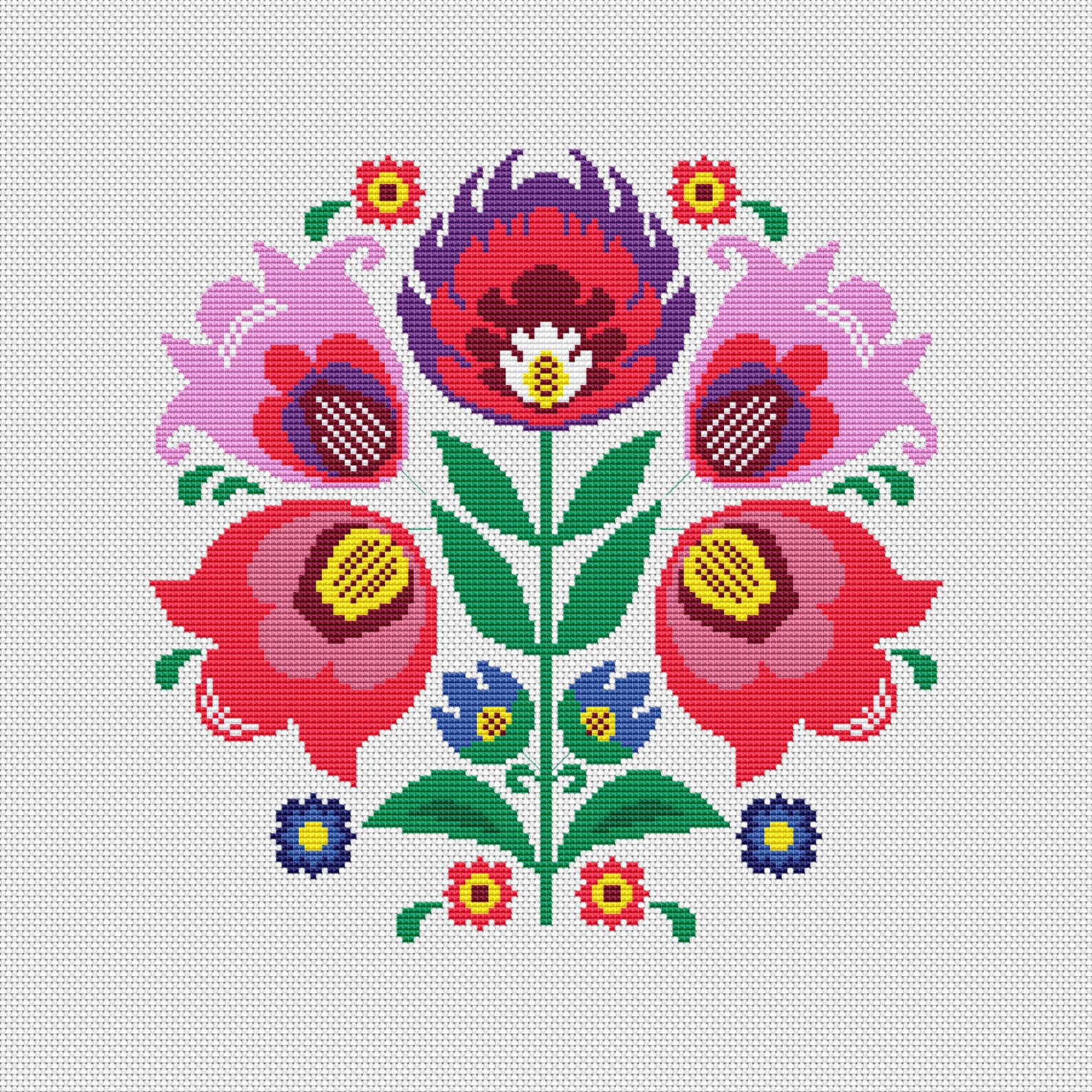 Polish Wycinanki Cross Stitch Pattern Folk Modern Cross Etsy UK