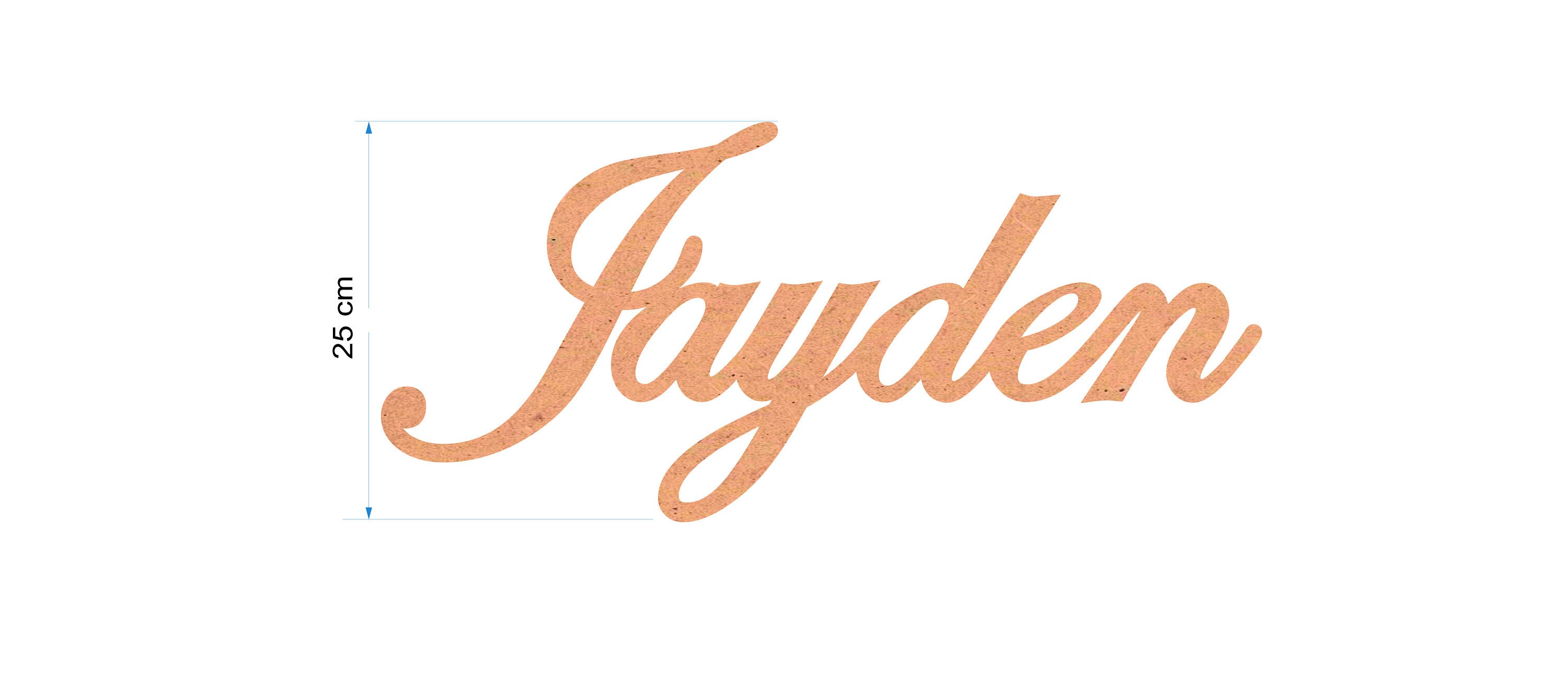 Prénom à Personnaliser. Hauteur 25 cm . Longueur Max 55 cm. Bois Mdf Épaisseur 3 mm.