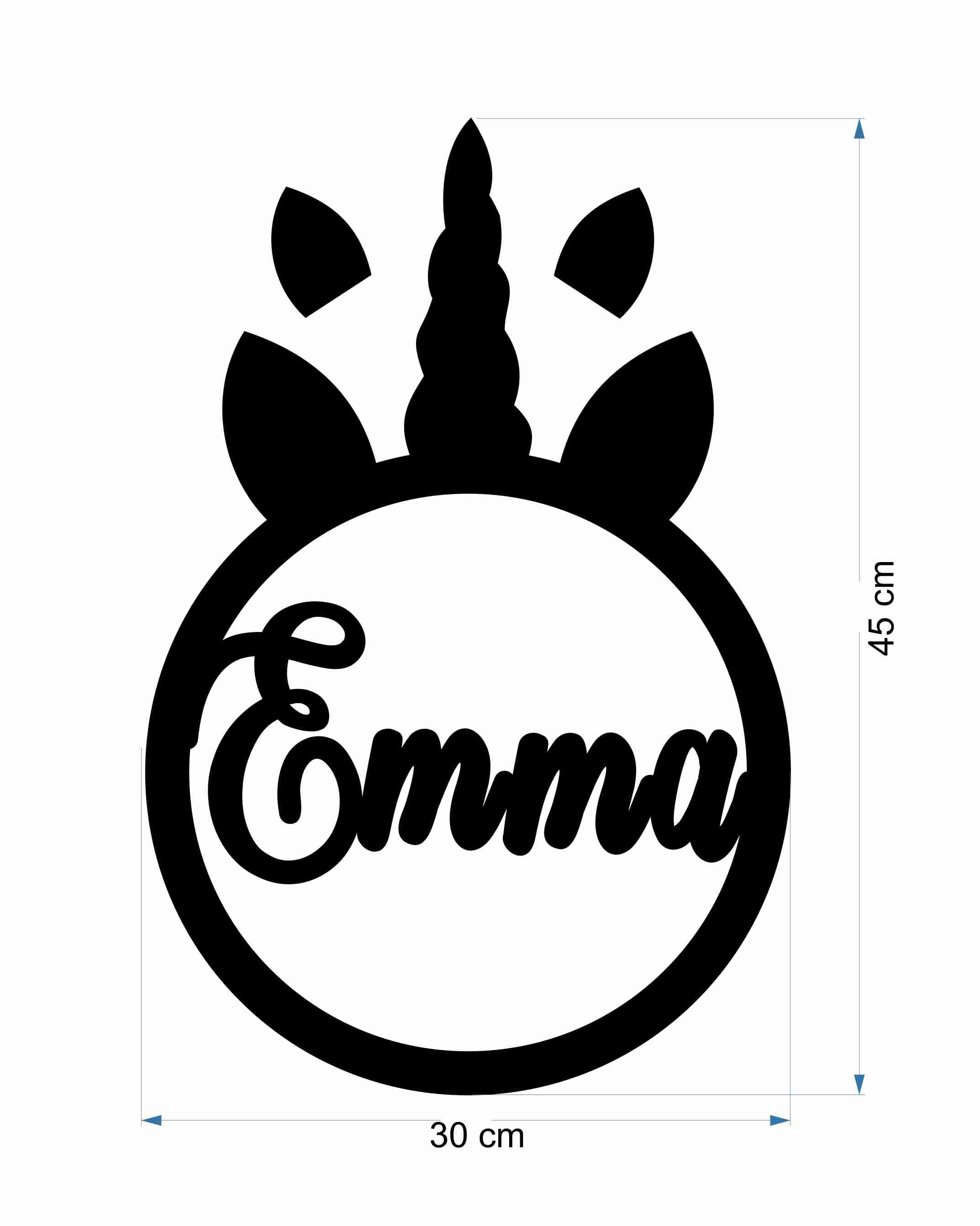 Tête de Licorne Personnalisable . Bois Medium 3mm. Hauteur 45 cm. Franco Port