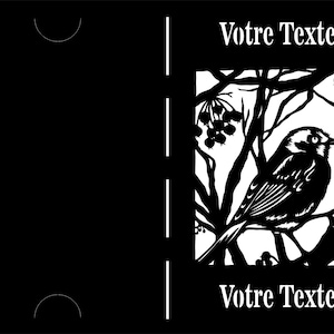 Carte en bois de placage souple personnalisée. Livrée avec son enveloppe et son feuillet amovible.