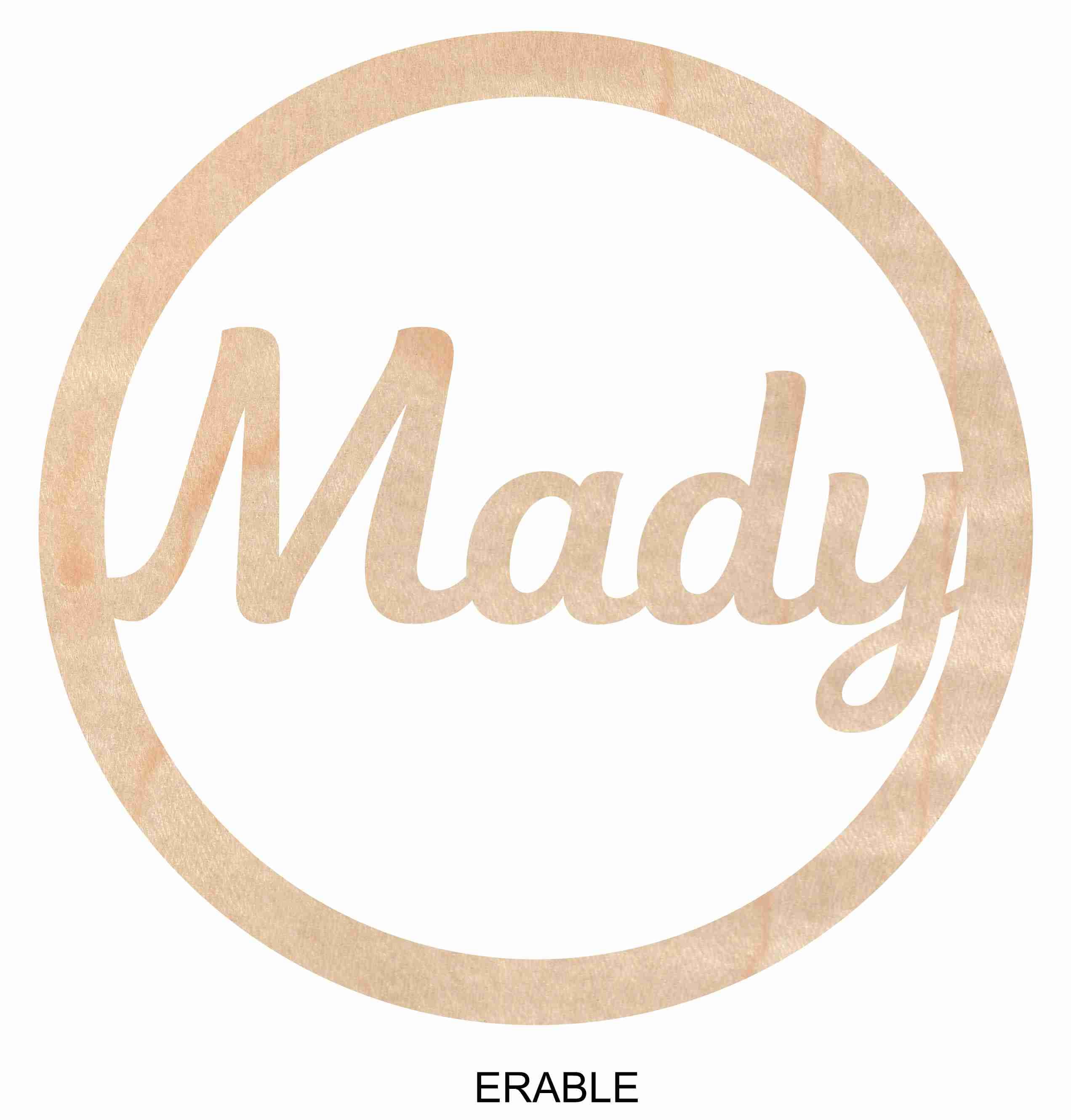 Cercle en Bois Placage sur Du Mdf 3mm. Personnalisable avec Prénoms ou Sujets Au Choix. Diamètre 20