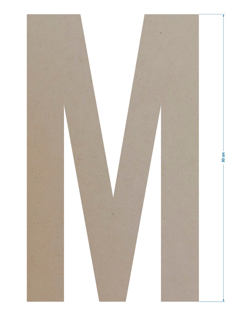 May include: A large, light brown cardboard letter M, 50 inches tall.