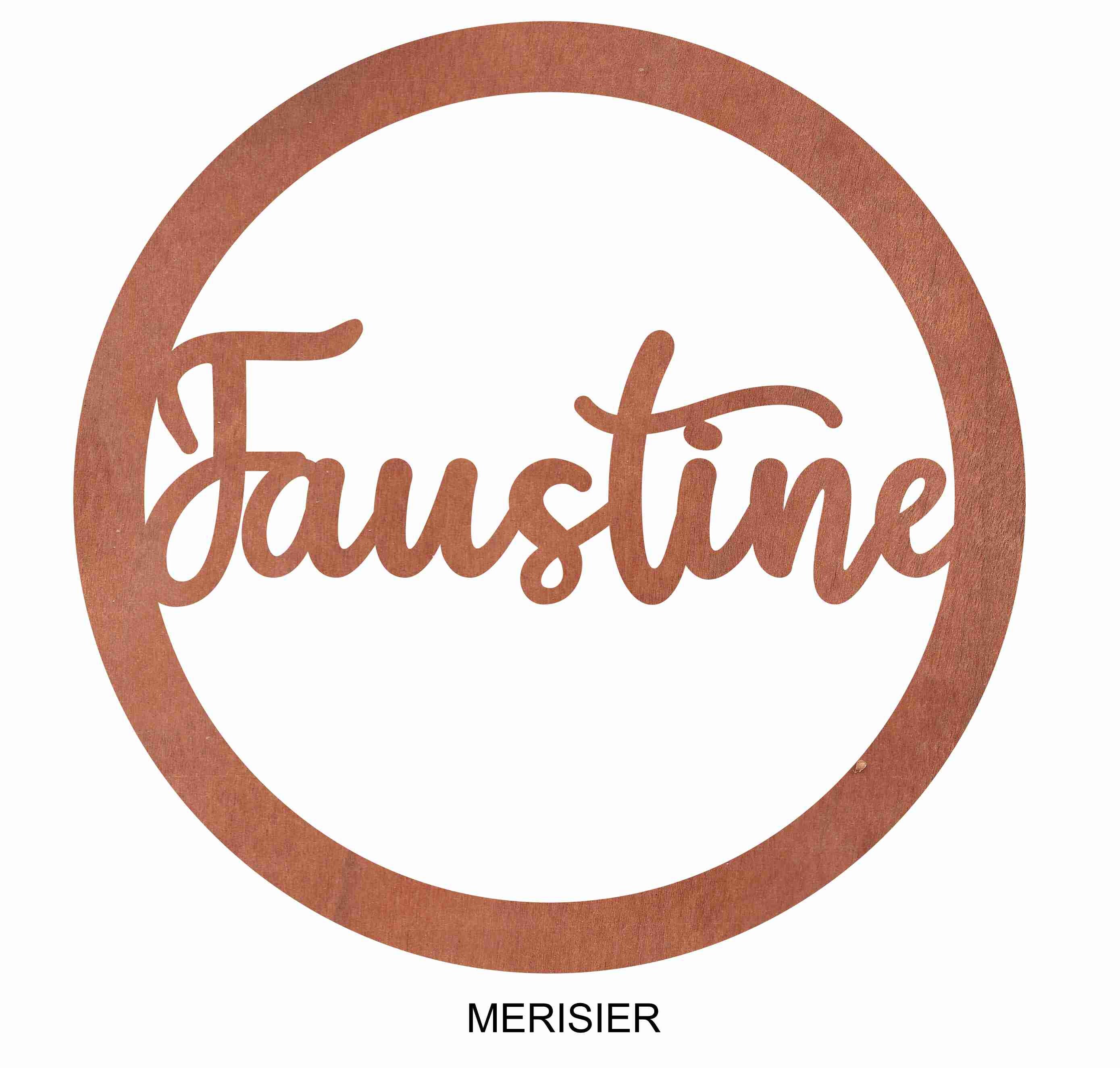 Cercle en Bois de Placage sur Du Mdf 3mm. Diamètre 30 cm. Personnalisable avec Prénoms ou Sujets Au