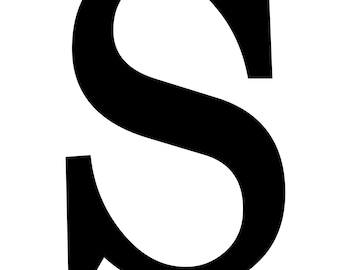 May include: Black capital letter S with a height of 30 cm and a width of 19.8 cm.