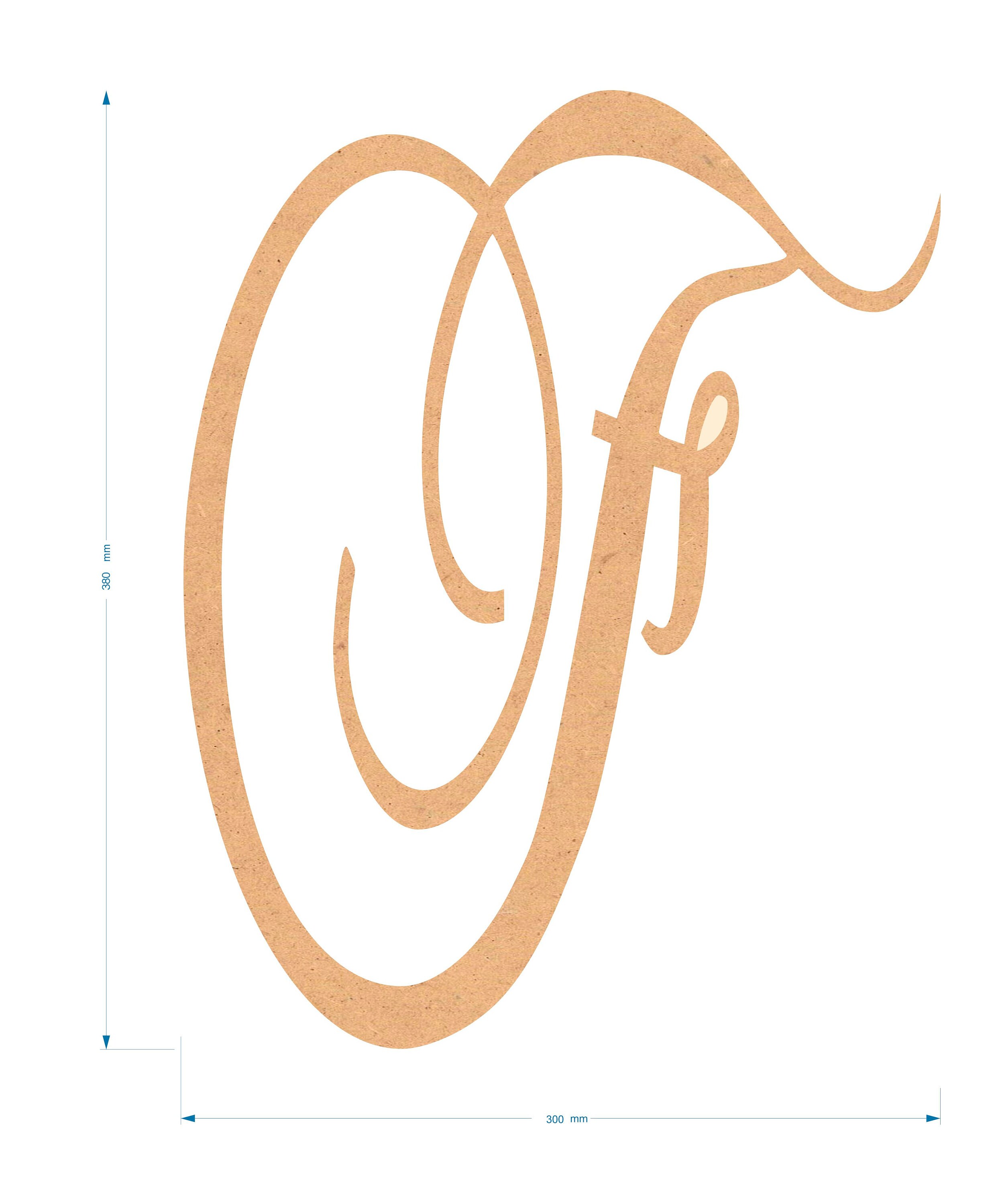 Lettre Xxl . Bois Medium Mdf 3mm. Dimension Max 30 cm X 55 cm