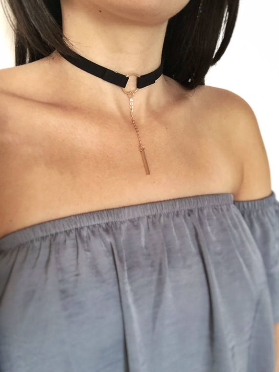 Thick Golden Ring Velvet Choker Etsy Singapore