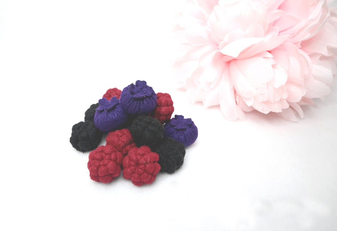 Felt Food Berries Set, Felt Blueberry, Felt Raspberry, Felt Blackberry ...