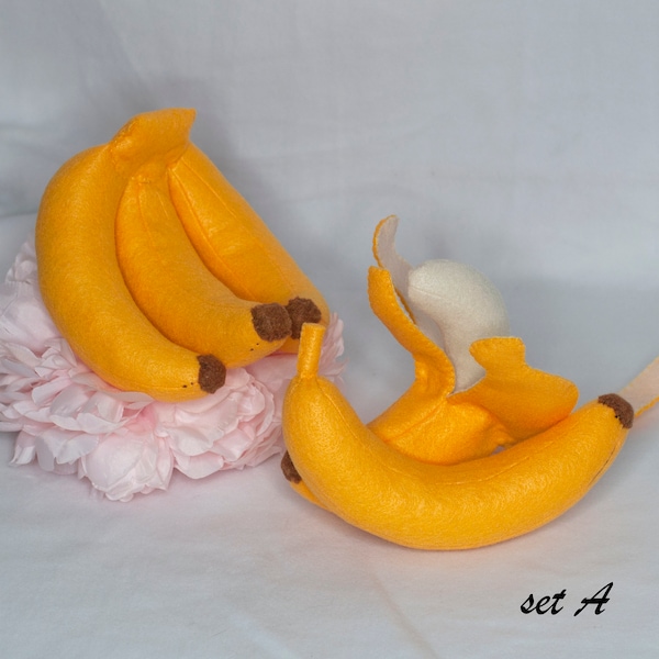 Felt play food banana set, Play food, Pretend food for play kitchen , Felt fruit, home decor