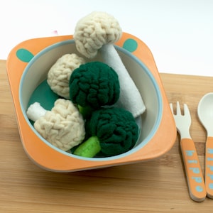 Felt vegetable, Felt broccoli, Felt cauliflower, Felt food, Play kitchen